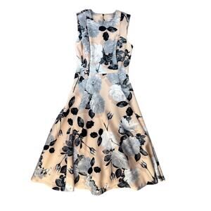Calvin Klein Dress Sleeveless Fit to Flare Floral Wedding Guest Pink Size 2